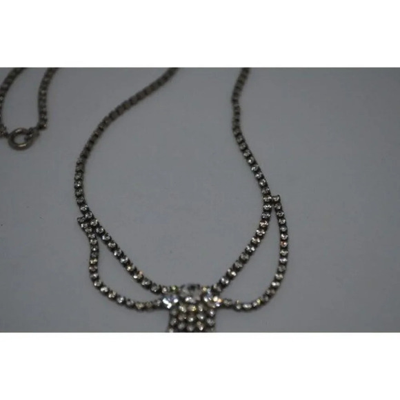 Clear Rhinestone Necklace Vintage - Picture 4 of 7